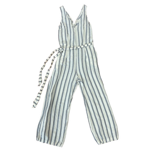 Universal Thread Linen Blend White Pinstripe Jump Suit Women’s size Small